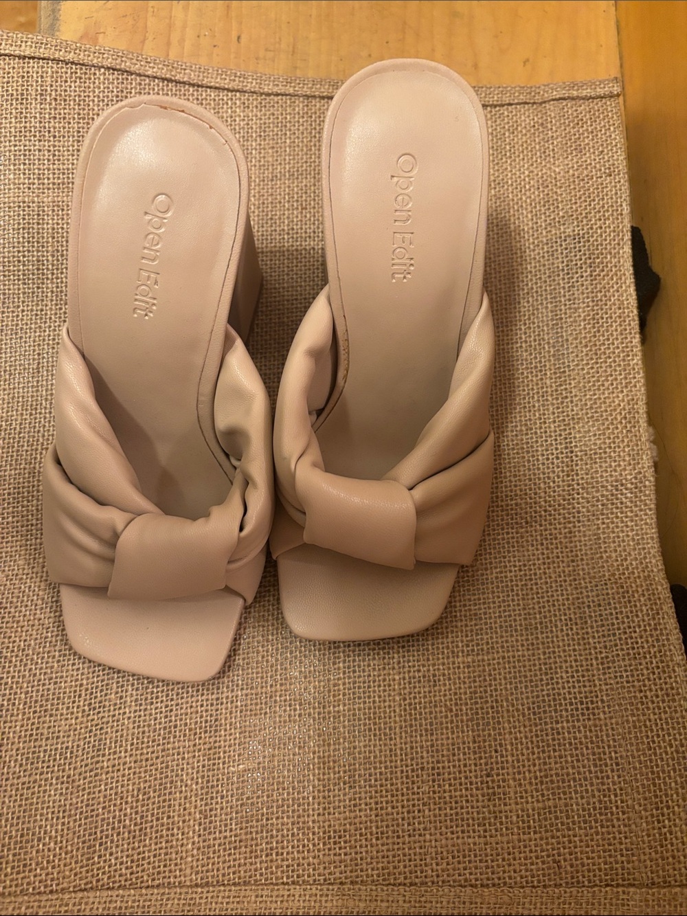 Open Edit Knot-Front Slide Mules in Blush